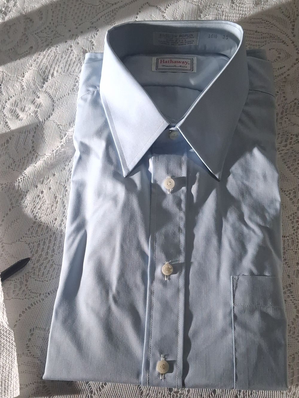 Hathaway Men's Classic Light Blue Dress Shirt - Long Sleeve